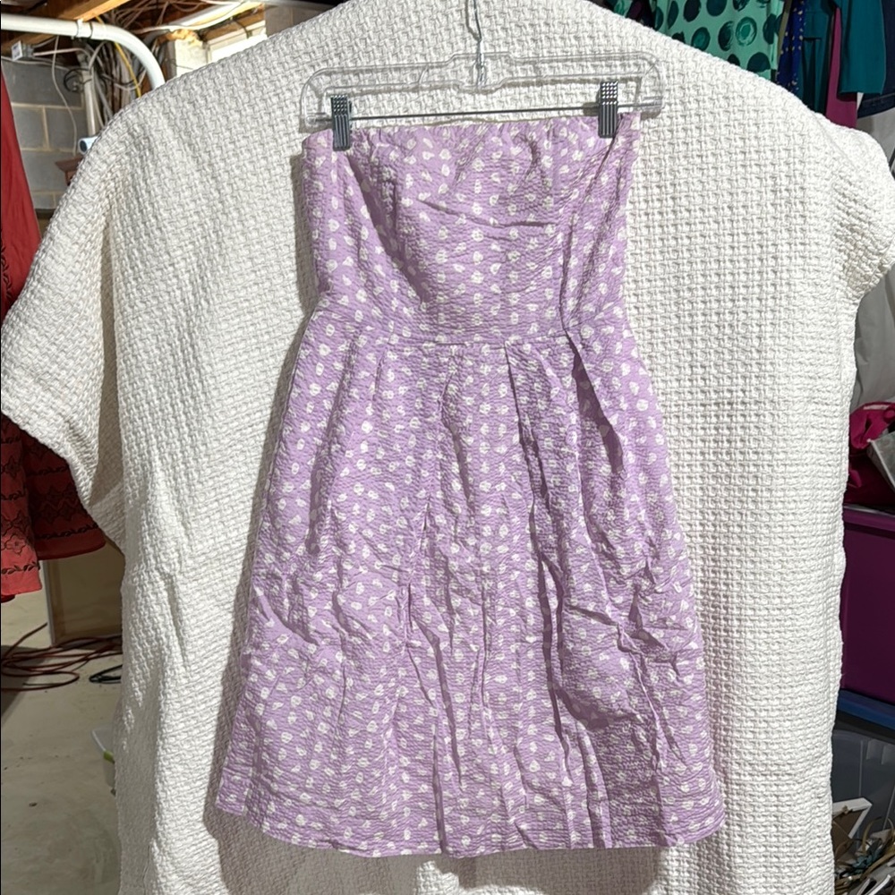 Purple Strapless Dress with POCKETS